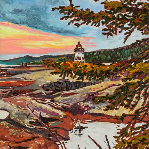 Sivertson Gallery Shop: Sunset At Grand Marais Lighthouse Original Painting